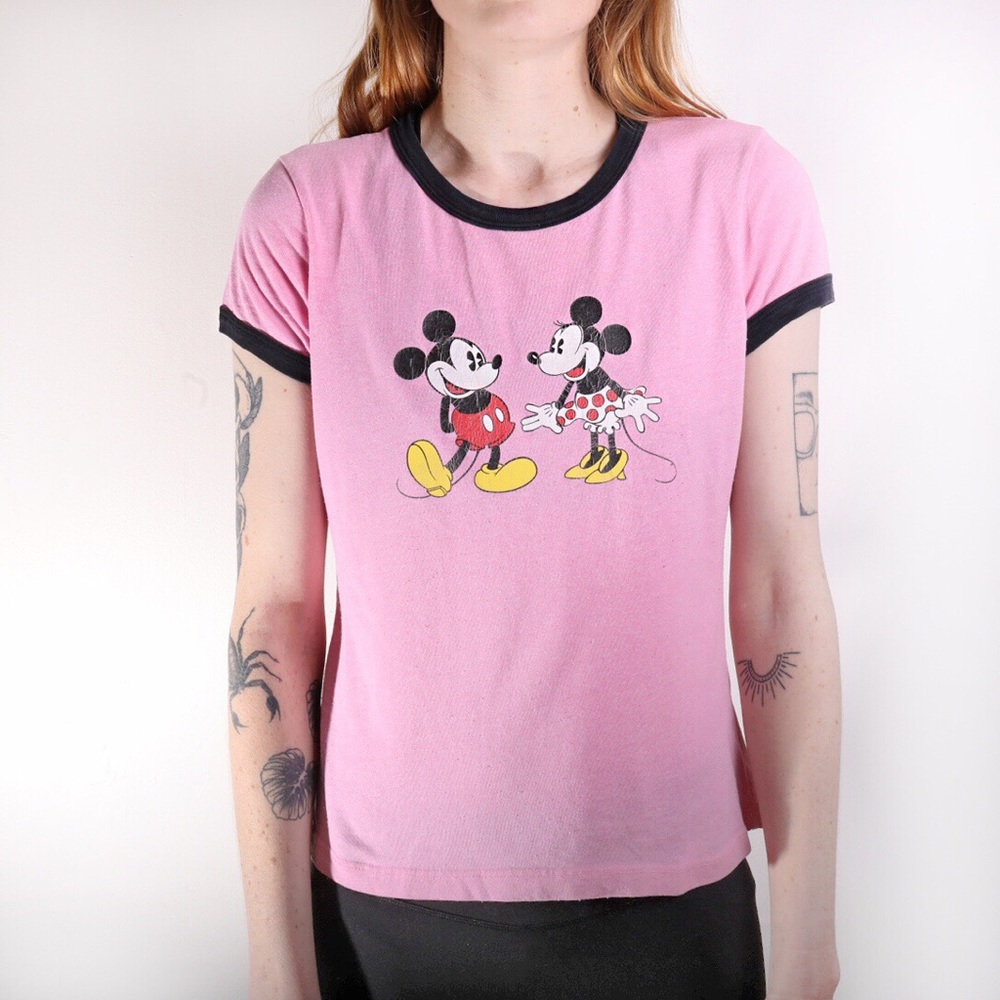 Disney Pink Tee with Mickey and Minnie Design